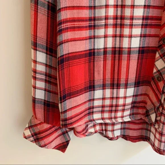 Ash & Ember Avalon Houston Fitted Plaid Flannel Shirt Red Size Small - Picture 11 of 15